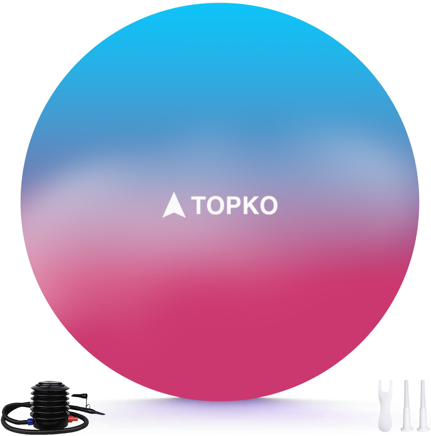 TOPKO anti-burst balance rainbow gradient print exercise balls fitness hand pump 65cm 75cm gym pvc inflatable yoga balls