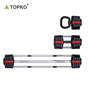 TOPKO High Quality Three in One Adjustable Dumbbell Set Weight Lifting Free Adjustable Weights Barbell Kettlebell Dumbbell Set