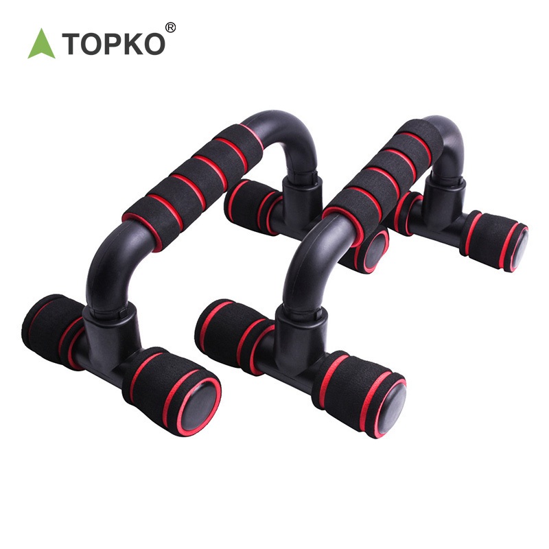 TOPKO Stocked New Design H-shaped Push Up Stand for chesting training foam handle for floor woman man strength training