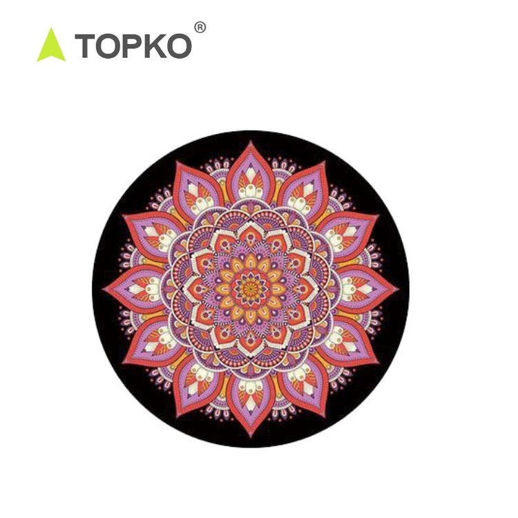 TOPKO Wholesale Custom Print Round Rubber Microfiber Suede Pilates Yoga Mat