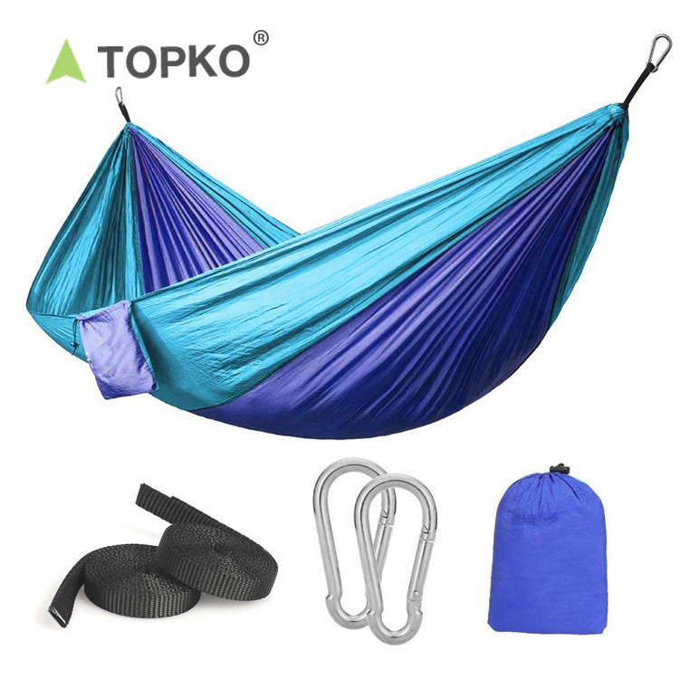 TOPKO double portable lightweight camping hammock with tree straps