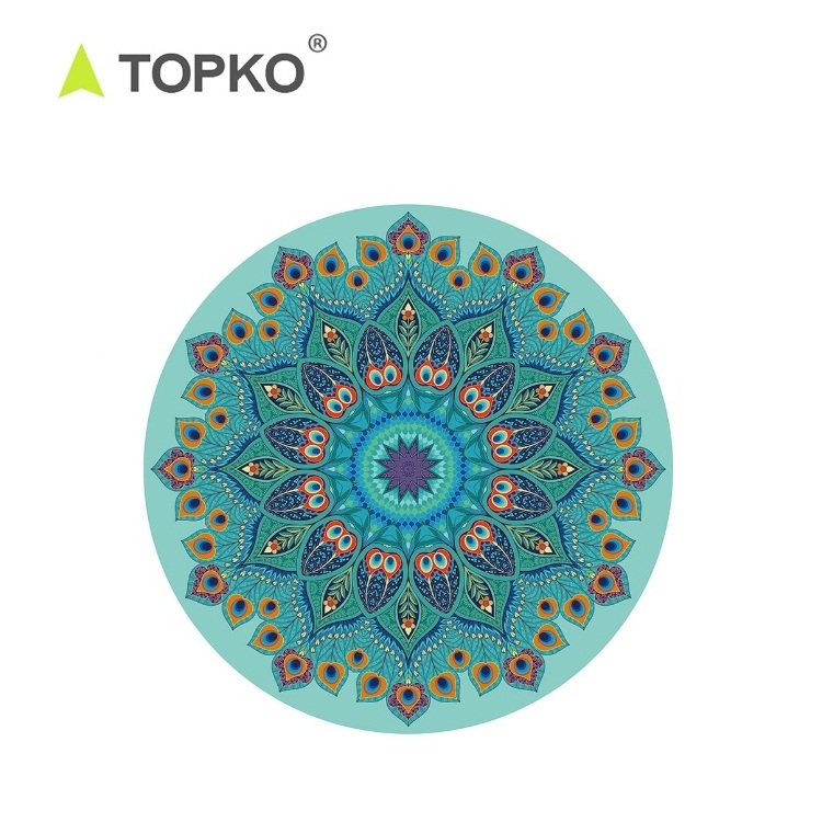 TOPKO Wholesale Custom Print Round Rubber Microfiber Suede Pilates Yoga Mat