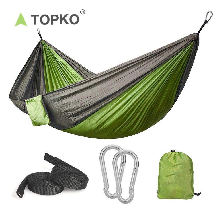 TOPKO double portable lightweight camping hammock with tree straps