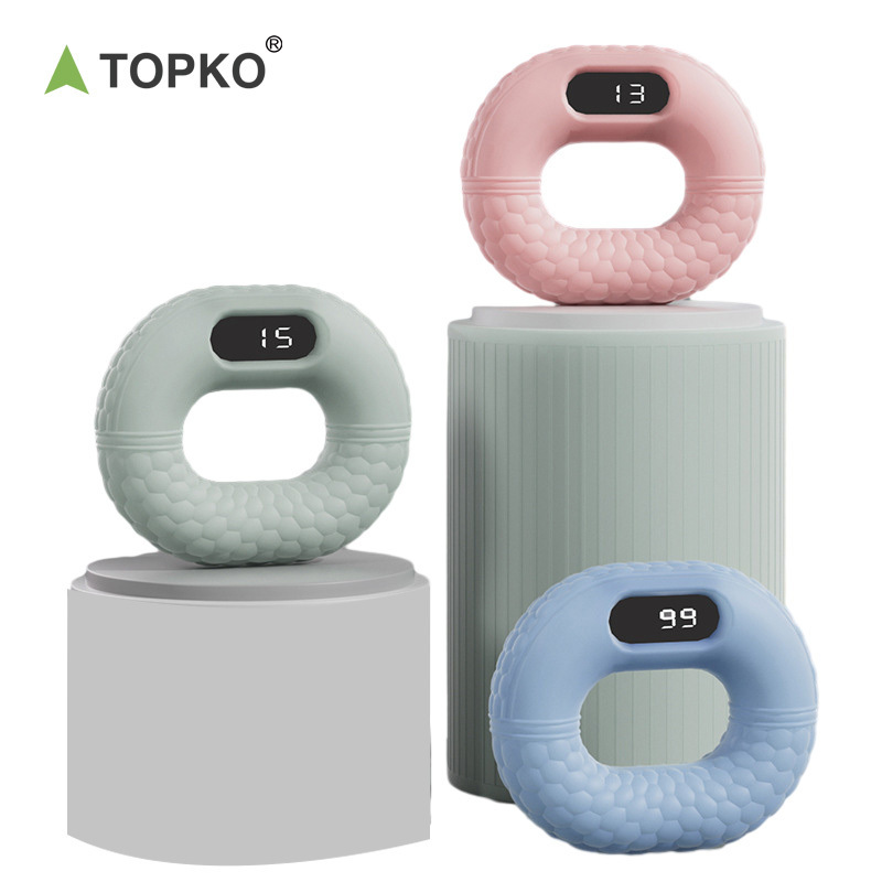 TOPKO New Design Silicone Counting Grip Strength Device Hand Grip Ring With Counter Home Fitness Workout Hand Grip Strengthener