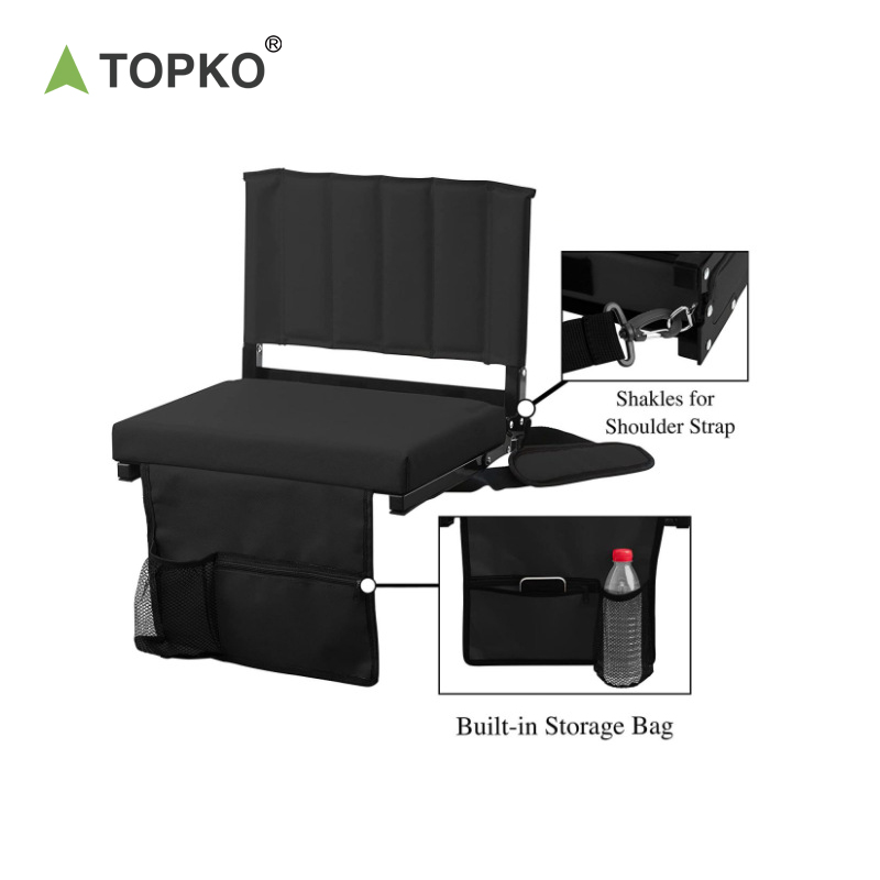 TOPKO Hot Sale CUSTOM Portable Easy Carry Foldable Stadium Chair Seat with Padded Cushion