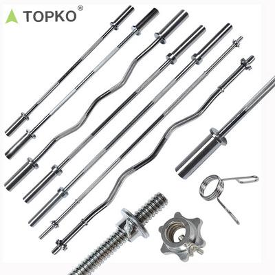 TOPKO cheap fitness gym equipment 20kg 50kg adjustable steel  weightlifting barbell bar set for sale