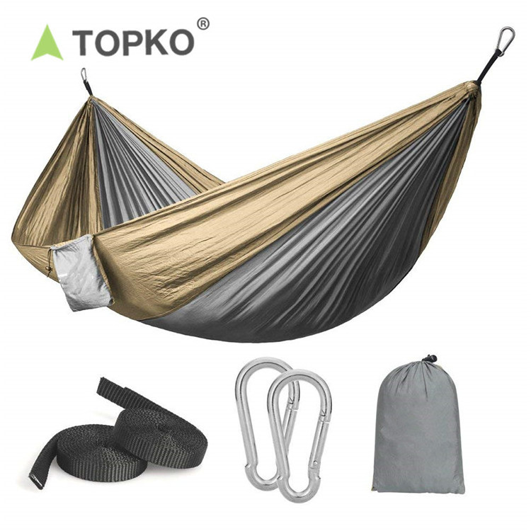 TOPKO double portable lightweight camping hammock with tree straps