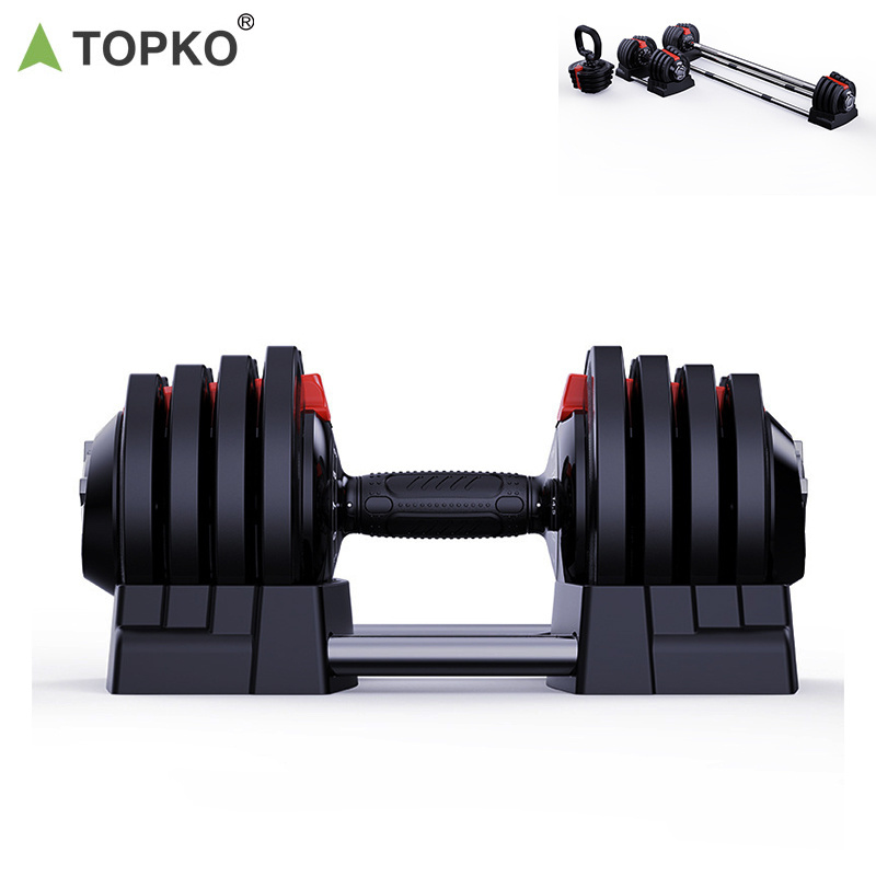 TOPKO High Quality Three in One Adjustable Dumbbell Set Weight Lifting Free Adjustable Weights Barbell Kettlebell Dumbbell Set