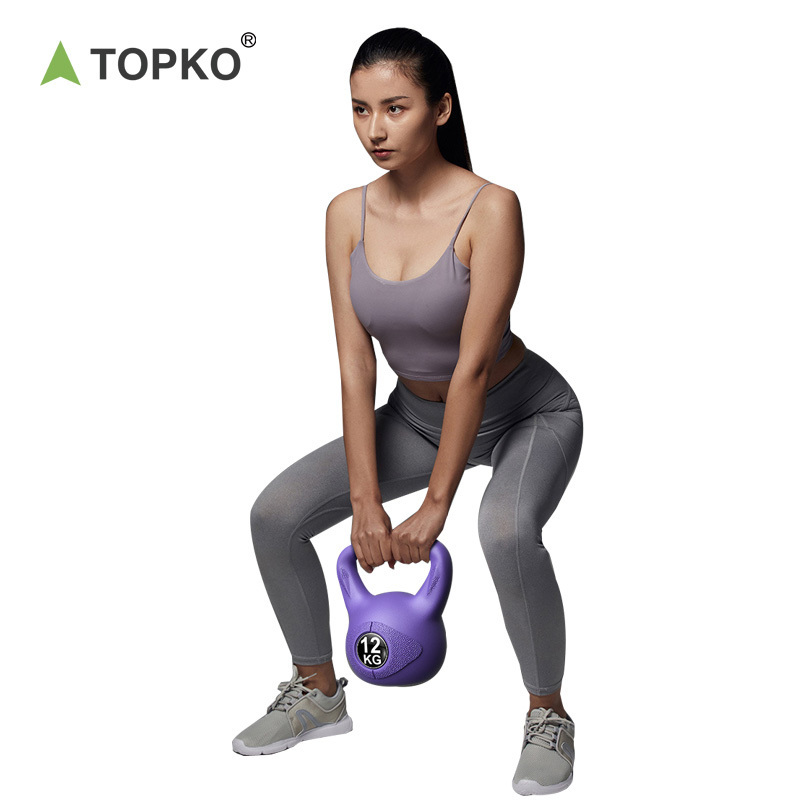 TOPKO eco friendly body building gym home use cement plastic kettlebell