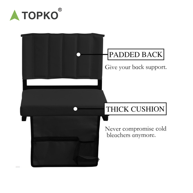 TOPKO Hot Sale CUSTOM Portable Easy Carry Foldable Stadium Chair Seat with Padded Cushion