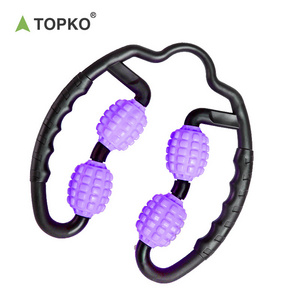 TOPKO Massage Roller Thin Leg Ring Clamp Leg Yoga Muscle Foam 4 Wheel Massage Roller Stick Relaxer Muscle Foam Massage Roller