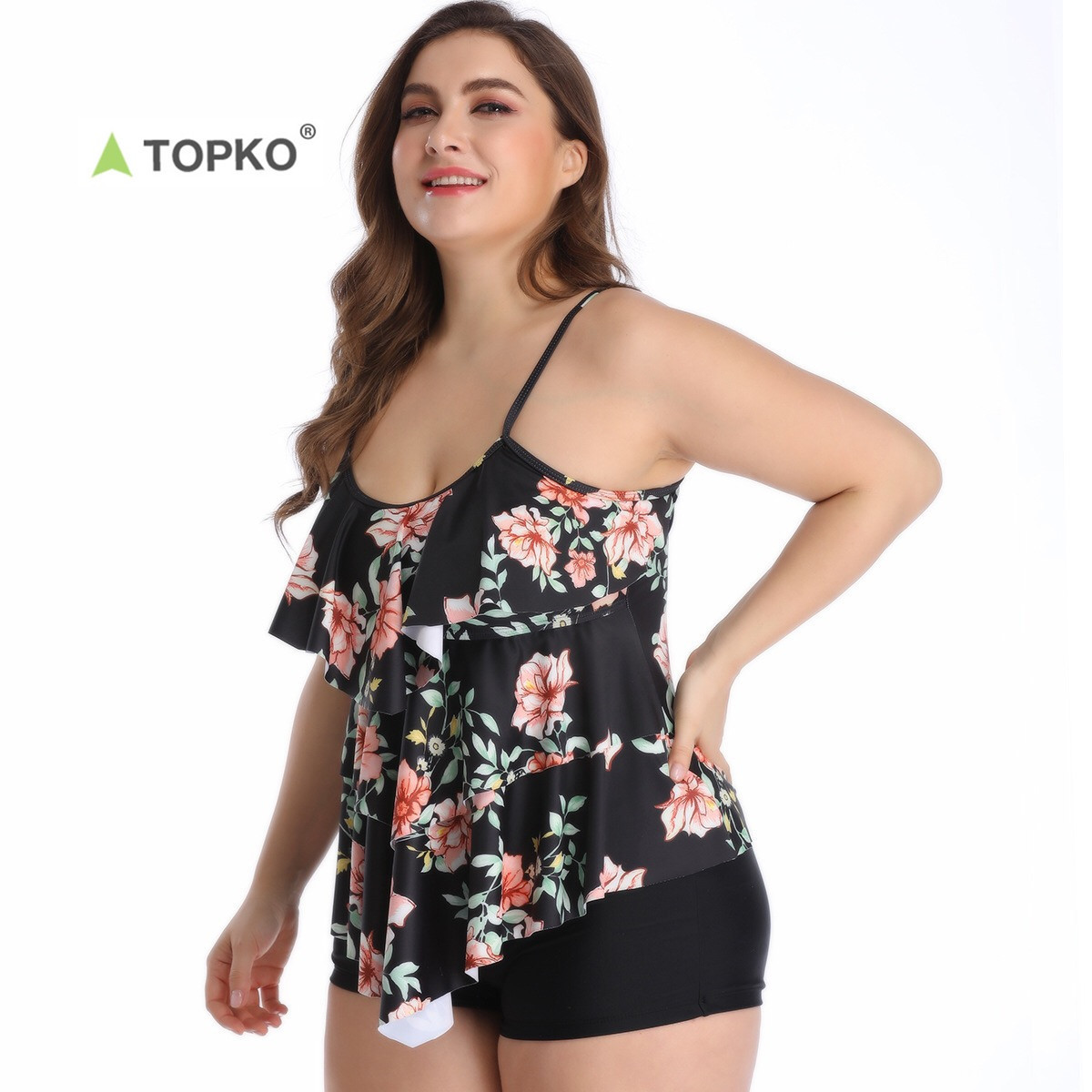 TOPKO High Quality Wholesale Women 2021 One Piece love&roses Bikini Swimwear plus size bathing suits