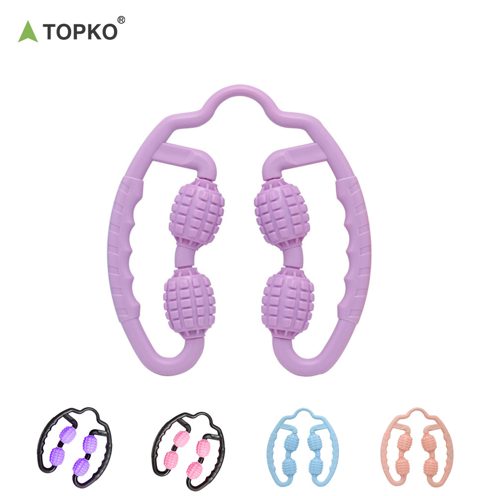 TOPKO Massage Roller Thin Leg Ring Clamp Leg Yoga Muscle Foam 4 Wheel Massage Roller Stick Relaxer Muscle Foam Massage Roller