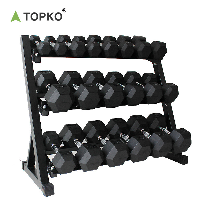 TOPKO High Quality Three-Layer Dumbbell Rack Fitness Equipment Commercial Dumbbell Set With Rack Dumbbell Storage Rack