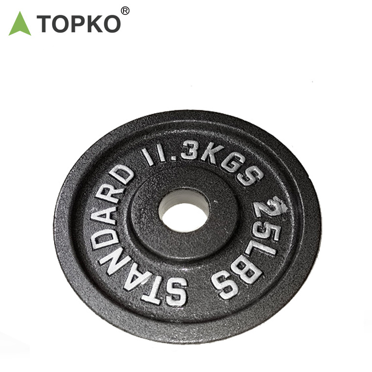 TOPKO 20kg 30kg fitness training cheap cast iron rectangular urethane barbell weight lifting plate for gym commercial