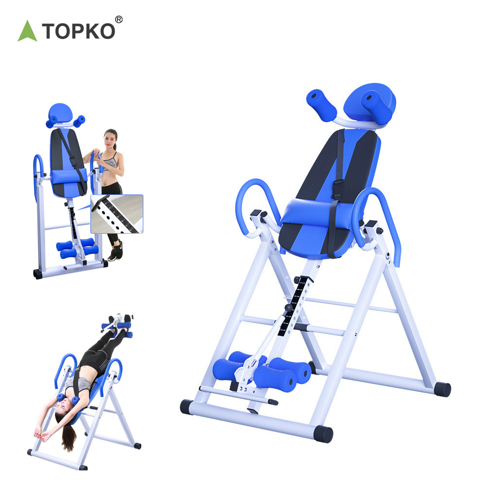 TOPKO Fitness Gym Inversion Therapy Table Foldable Up Down Board Machine Tools Handstand Back Pain Inversion Table