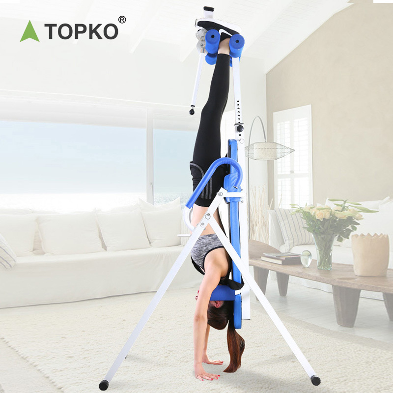 TOPKO Fitness Gym Inversion Therapy Table Foldable Up Down Board Machine Tools Handstand Back Pain Inversion Table