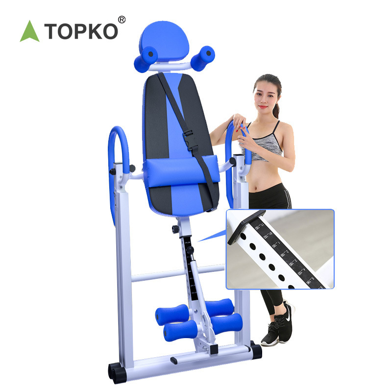 TOPKO Fitness Gym Inversion Therapy Table Foldable Up Down Board Machine Tools Handstand Back Pain Inversion Table