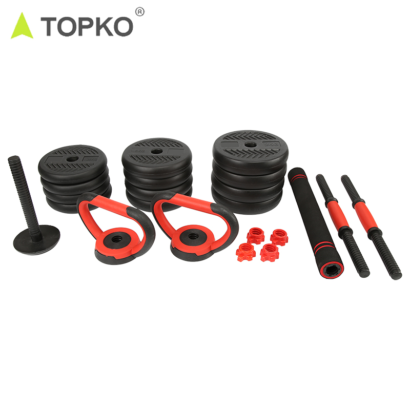 TOPKO 10kg Dumbbell Kettlebell Barbell Set Fitness Equipment Gym Weights Set For Body Building Adjustable Dumbbell Set