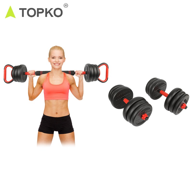 TOPKO 10kg Dumbbell Kettlebell Barbell Set Fitness Equipment Gym Weights Set For Body Building Adjustable Dumbbell Set