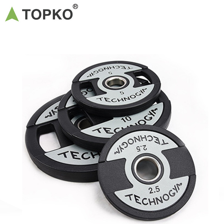 TOPKO 20kg 30kg fitness training cheap cast iron rectangular urethane barbell weight lifting plate for gym commercial