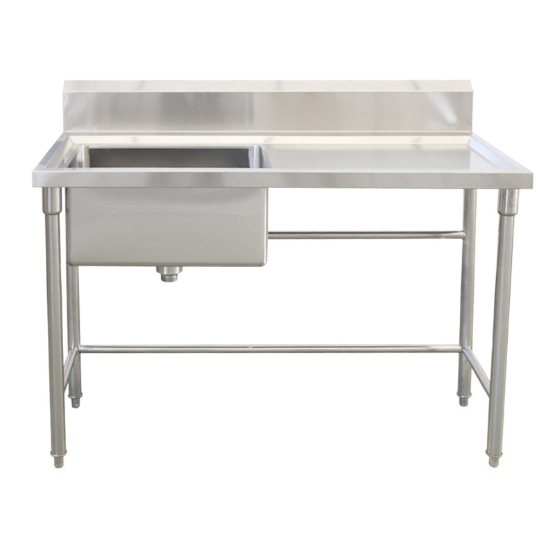 Commercial Kitchen Hand Sink Basin stainless Steel sink Free Standing Washing Sink With Splash Guard