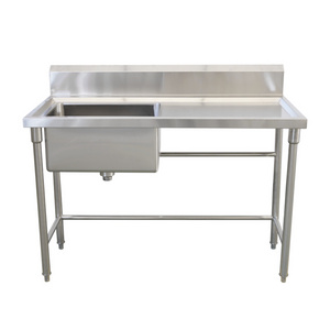 Commercial Kitchen Hand Sink Basin stainless Steel sink Free Standing Washing Sink With Splash Guard