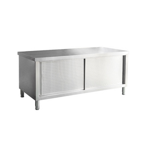 Commercial Restaurant kitchen stainless steel table Cabinet with Sliding Door