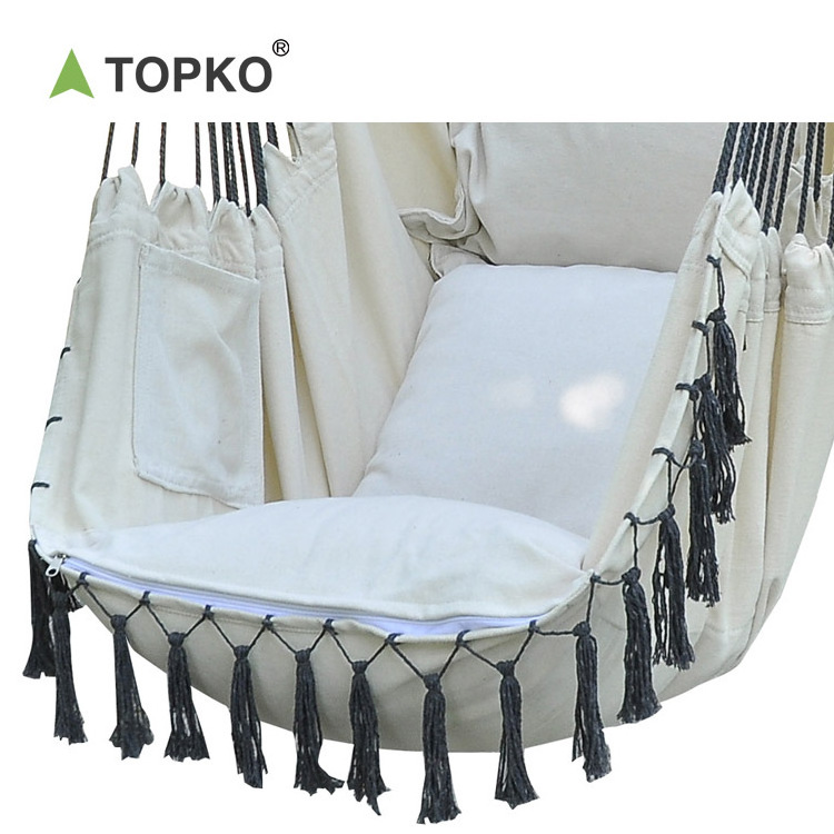 TOPKO Indoor Bedroom Rocking Chair Tassel Hanging Chair  Outdoor Adult Child Relaxation Hammock Camping Chair