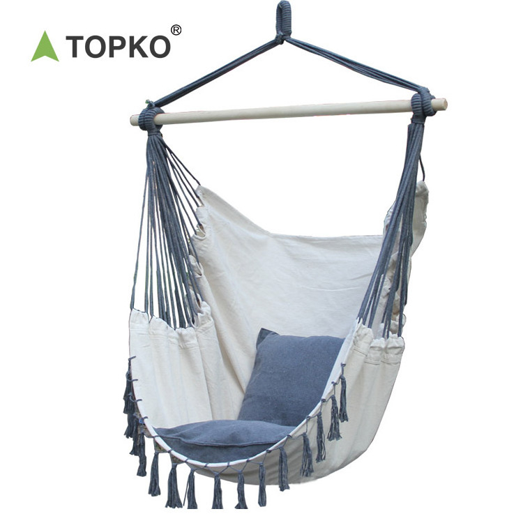 TOPKO Indoor Bedroom Rocking Chair Tassel Hanging Chair  Outdoor Adult Child Relaxation Hammock Camping Chair