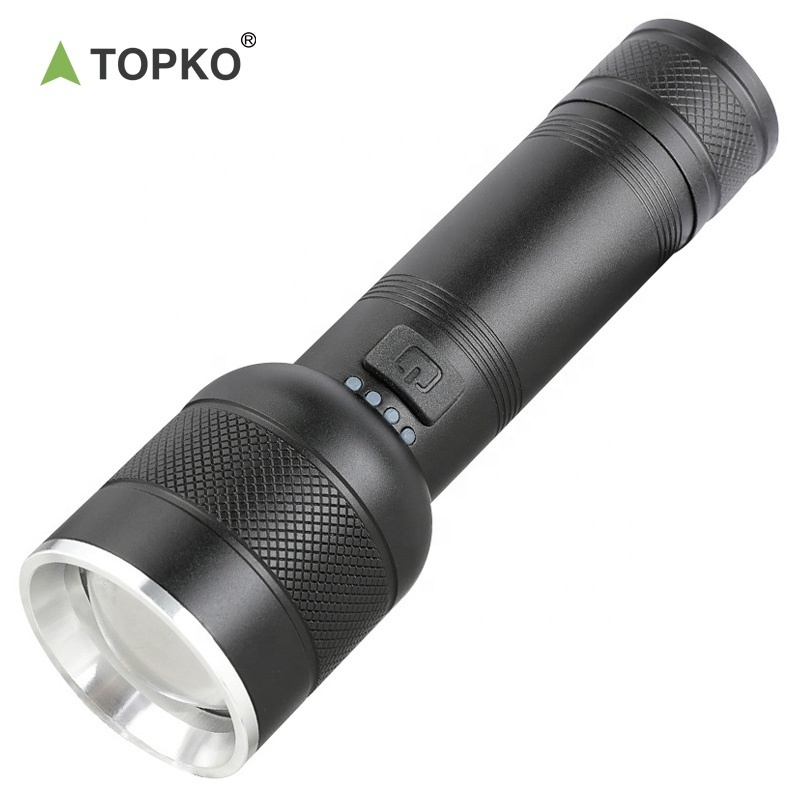 Topko High power Aluminum flashlights led torch 1000 lumen 10W rechargeable tactical led flashlight