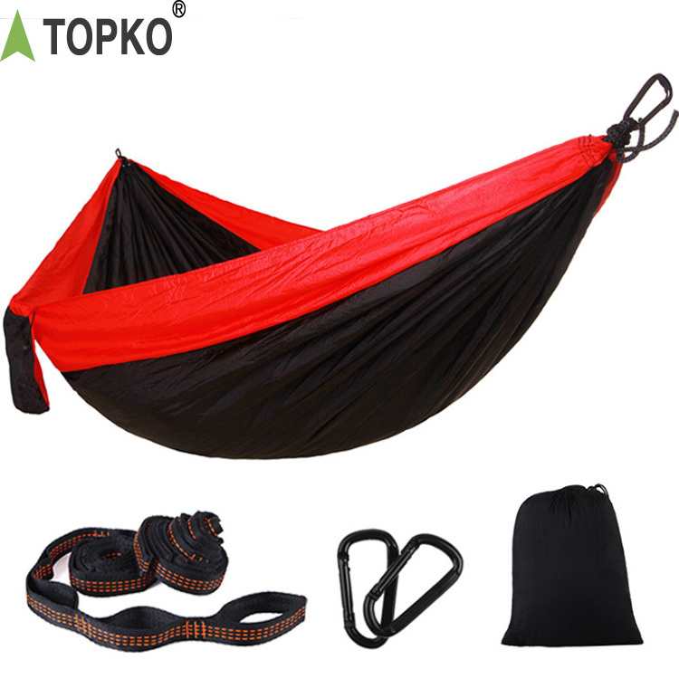 TOPKO 2 tree straps included lightweight nylon parachute camping swing hammock