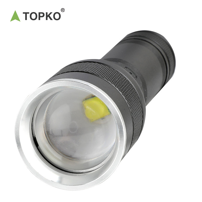 Topko High power Aluminum flashlights led torch 1000 lumen 10W rechargeable tactical led flashlight