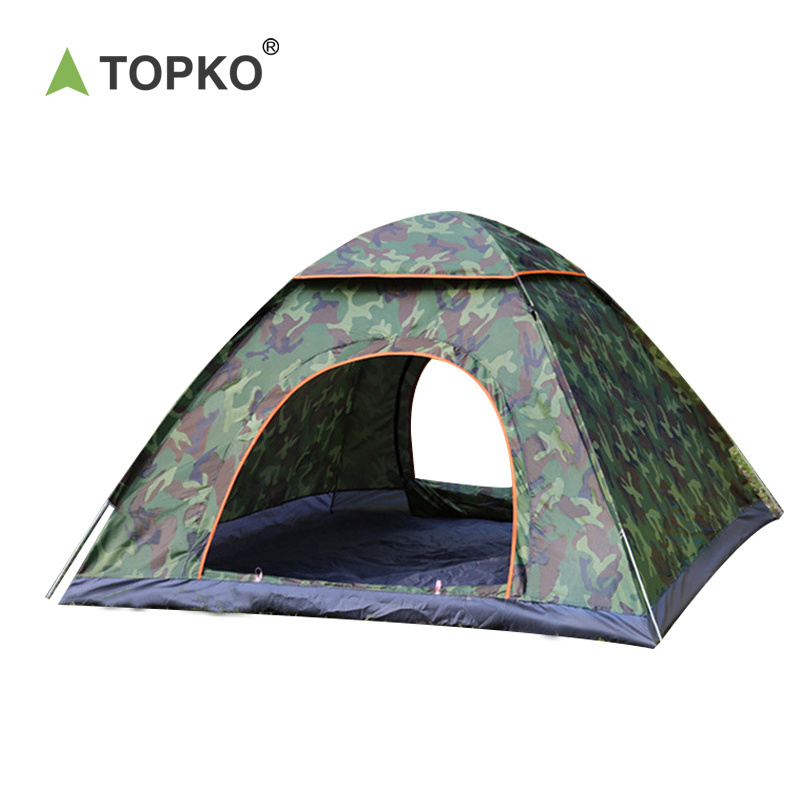 TOPKO Wholesale Outdoor Portable Camouflage Camping Tents Full Automatic 3-4 People Beach Easy Opening Waterproof Camping Tent