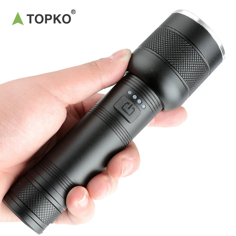 Topko Portable Flashlight Self-Defense Torch Light for Hunting Hiking Multifunctional Flashlight Emergency Camping Flashlight