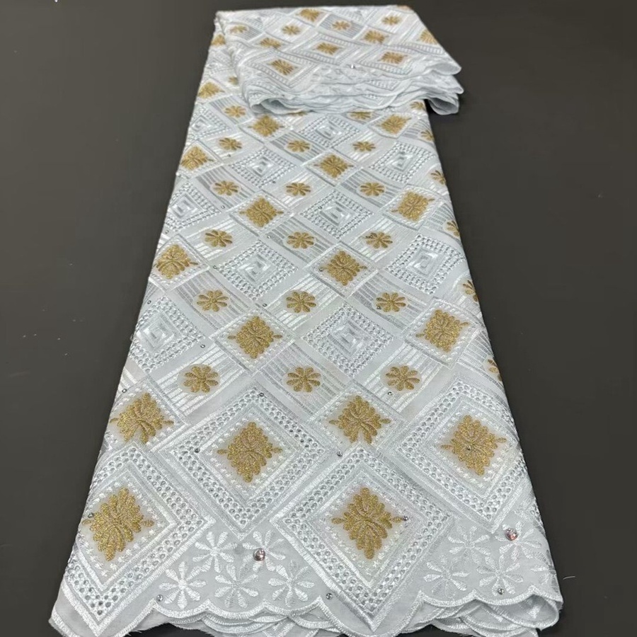 2019 Latest Nigeria Swiss Cotton Set High Quality Swiss Voile Laces African Cotton Fabrics