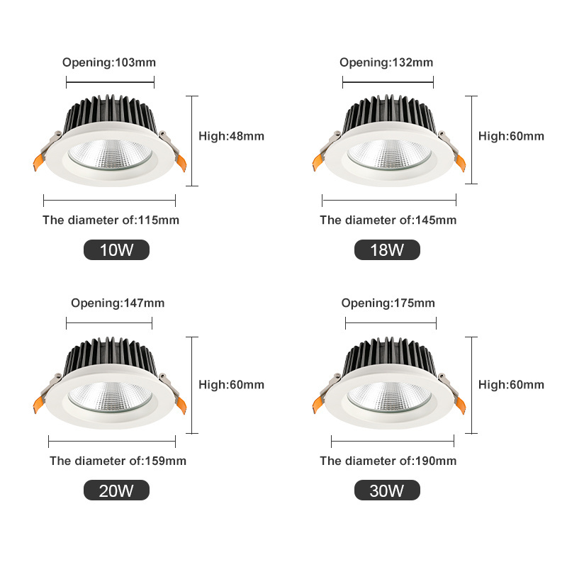 Professional supply high quality IP65 led light downlight commercial cob ceiling light for bathroom/outdoor