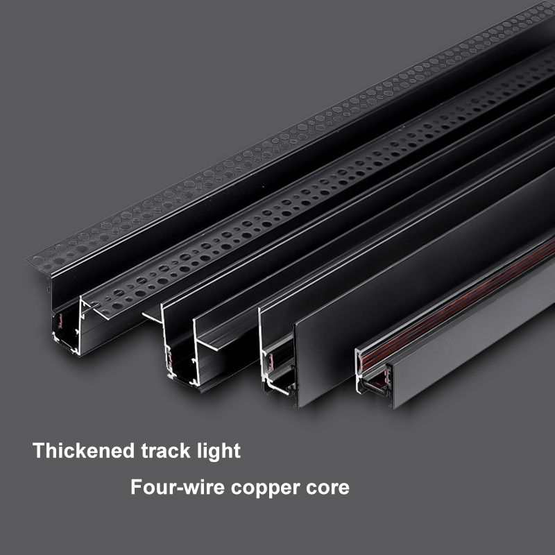 Black Aluminum Embedded Low Voltage 1m 2m 3m 48v Linear Led Track System Magnetic Track Strip