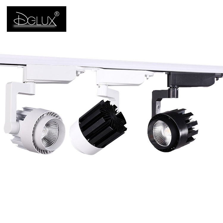 DGLUX Hot Selling Single Phase 3wire CRI90 Anti Glare Flicker Free Adapter Combined 20W 40W COB LED Track Light