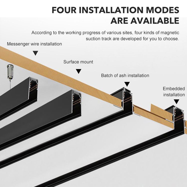 Commercial Modern Ceiling Recessed Magnet Cob 1m 1.5m 2m 2 Wires Rail System Spot 48V Led Linear Magnetic Track Light