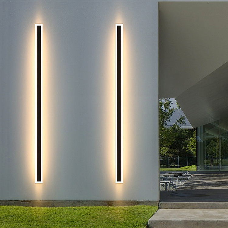 DGLUX 110V 220V Modern Outdoor Exterior Linear Strip Wall Lamp 3000K Warm White Garden Sconce Long LED Wall Light