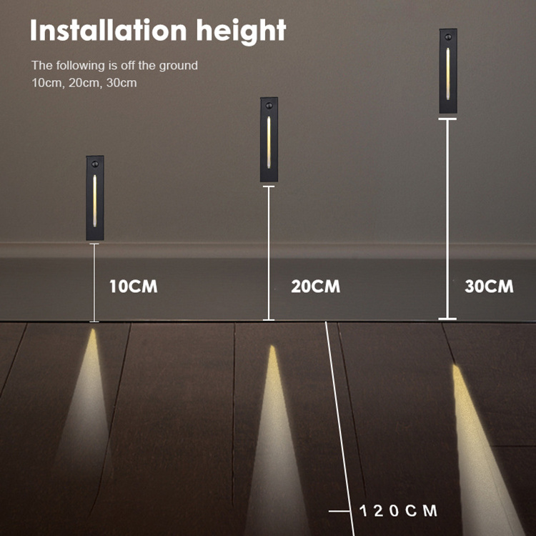 3w Led Stair Step Light Pir Motion Sensor Automatic Switch Control Delay Led Step Light Wall Corner Light