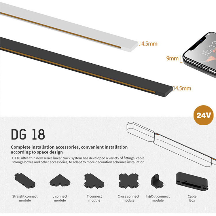 DGLUX Ultra Thin Ceiling 24v 20mm Woven Belt Track System Track Strip Universal Led Magnetic Track Light