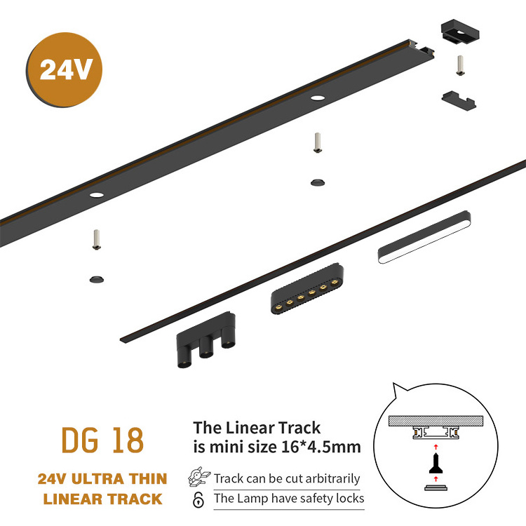 DGLUX Ultra Thin Ceiling 24v 20mm Woven Belt Track System Track Strip Universal Led Magnetic Track Light