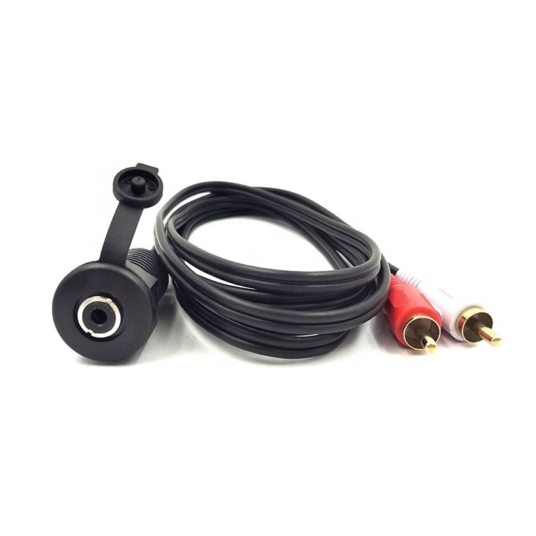 Car USB AUX 2RCA and Integrated Cover USB 2.0 Port and 3.5mm Audio Mini-Jack with USB Extension Cable