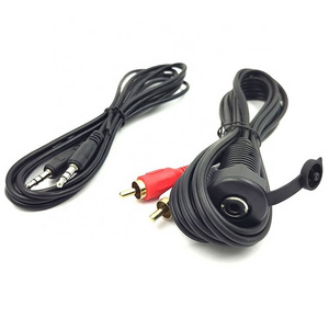 Car USB AUX 2RCA and Integrated Cover USB 2.0 Port and 3.5mm Audio Mini-Jack with USB Extension Cable