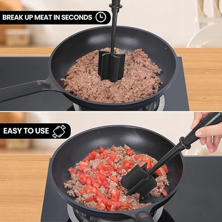 Non Stick Meat Chopper for Ground Beef, Heat Resistant Meat Masher for Hamburger Meat, Nylon Meat Spatula Chopper