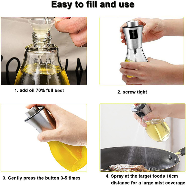 Kitchen Vinegar Wine Liquor Fine Mist Spraying 200ml/7oz Olive Oil Mister Sprayer Oil Bottle Pump Spray Dispenser Bottle