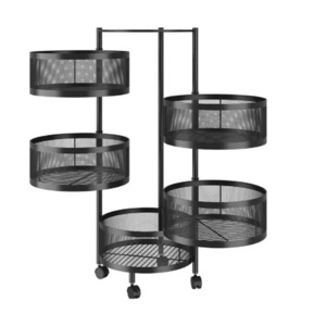 Multi-layer Rotation 360 Degree Metal Storage Racks Multi-function Kitchen Shelf Vegetable and Fruit Basket With Wheels