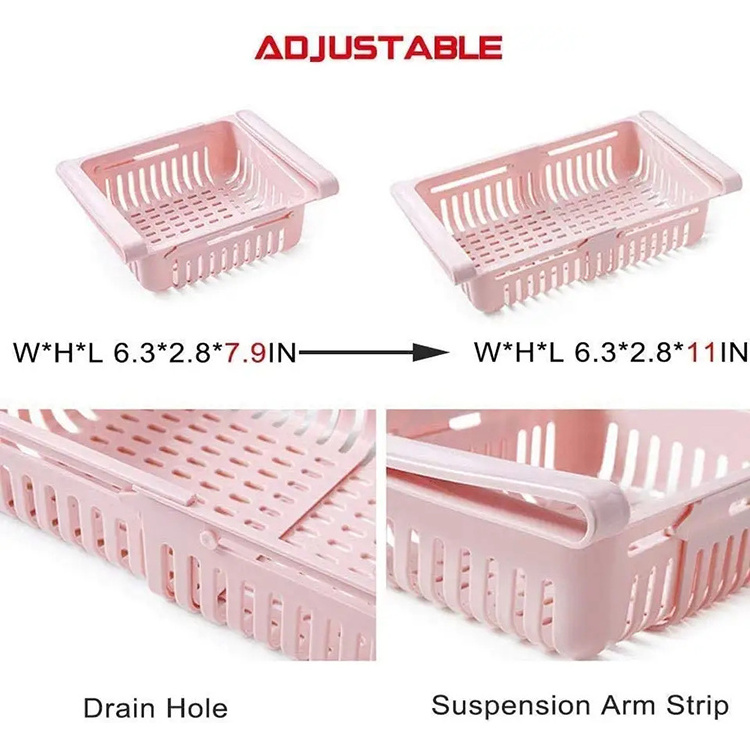 Creative Retractable Drawer Organizer Type Adjustable Kitchen Fridge Shelf Holder Hanging Refrigerator Storage Box